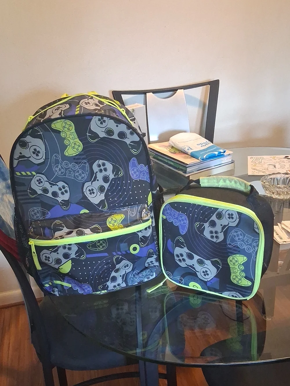 The Children's Place Kids Backpack & Lunch Bag Set - Navy, Neon Green, Gray